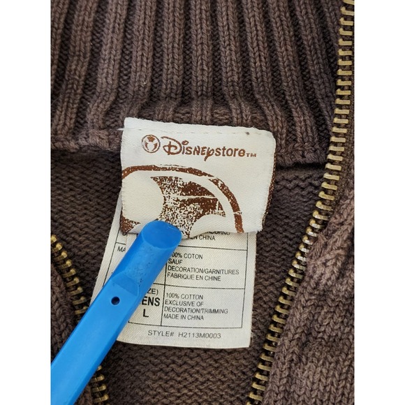 Disney Store Grumpy Crest 1/4‎ Zip Sweater Mens Large Brown Embroidered Pullover - Picture 11 of 11